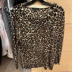 J Crew Merino Wool Leopard Print Sweater